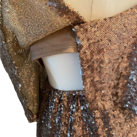 Tobi Bronze Sequin Flounce Mini Dress Women’s Size M - Picture 4 of 6